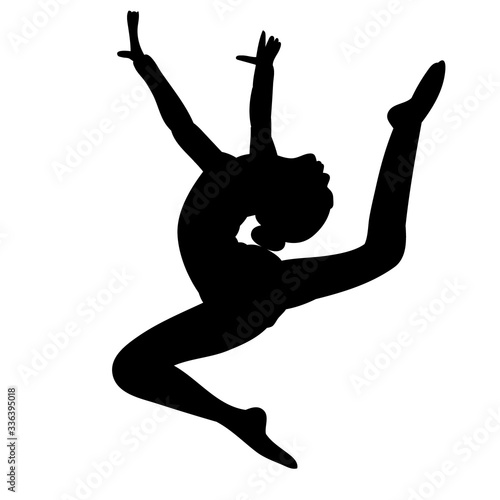  black silhouette girl gymnast jumping