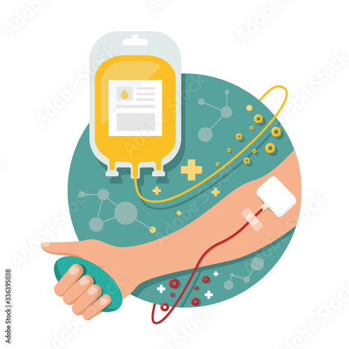 plasma concept with Blood donation And separating the blood into plasma vector design