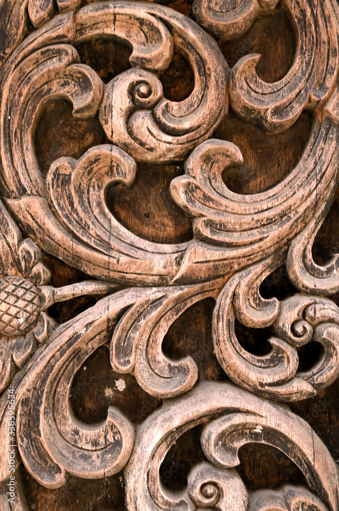 Close up of classical decorative pattern of wood carving Close up of classical decorative pattern of wood carving