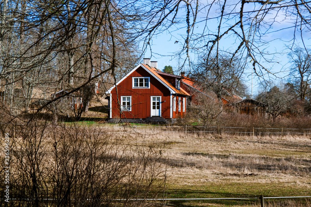 Swedish red house in the countryside