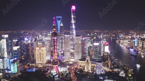 Wallpaper Mural Aerial photo of night view of Shanghai, China Torontodigital.ca