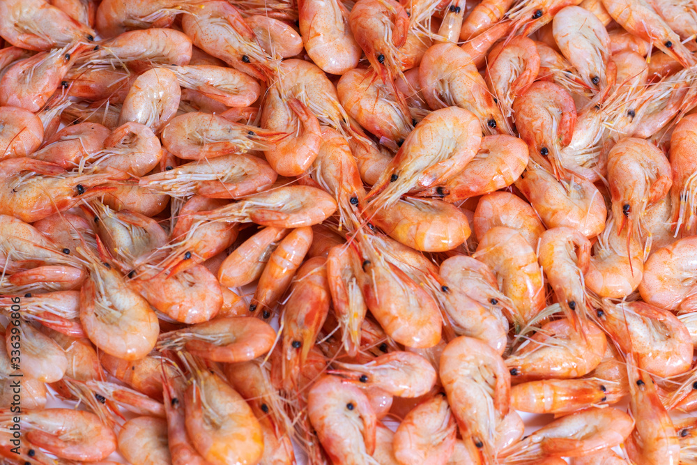 Boiled shrimps on white background. macro Boiled shrimps on white background. macro