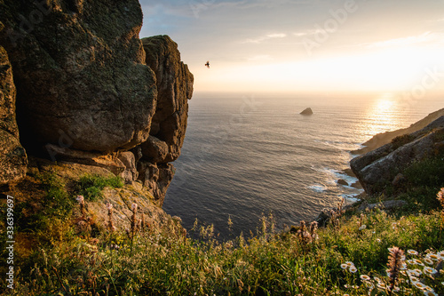 Costa de Galicia, en el norte de España. Acantilados de finisterre y oceano atlantico. photo