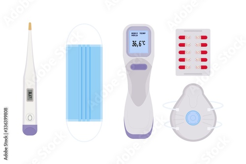 Set icon of medical objects for therapy.