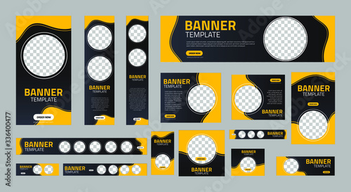 set of creative web banners of standard size with a place for photos. Business ad banner. Vertical, horizontal and square template. vector illustration EPS 10	
