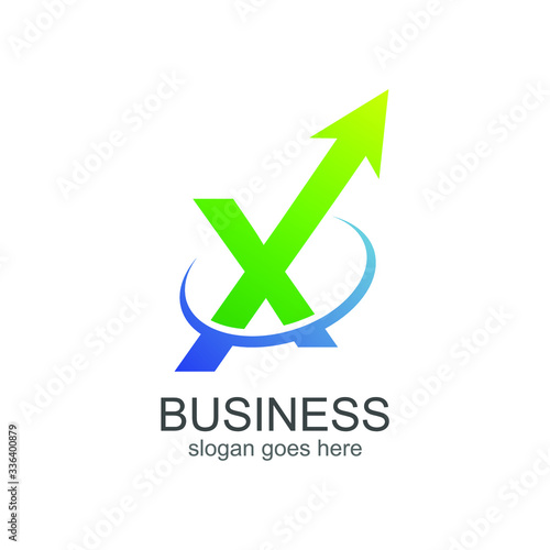 Letter x with arrow business logo design