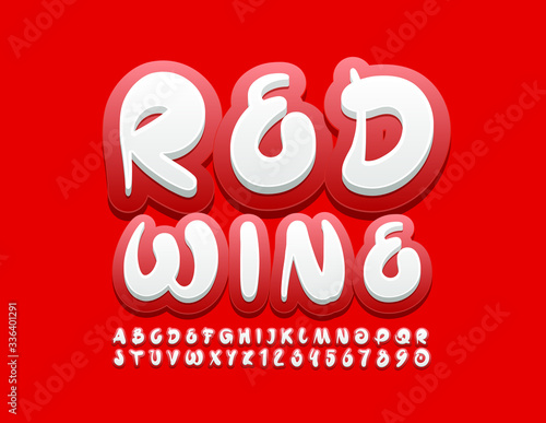 Vector creative logo Red Wine with creative Font. Artistic Alphabet Letters and Numbers