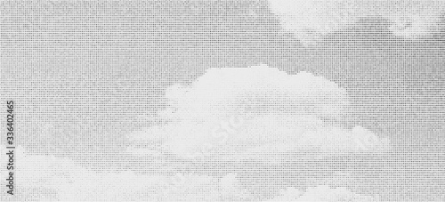 Halftone sky background, monochrome dots pattern