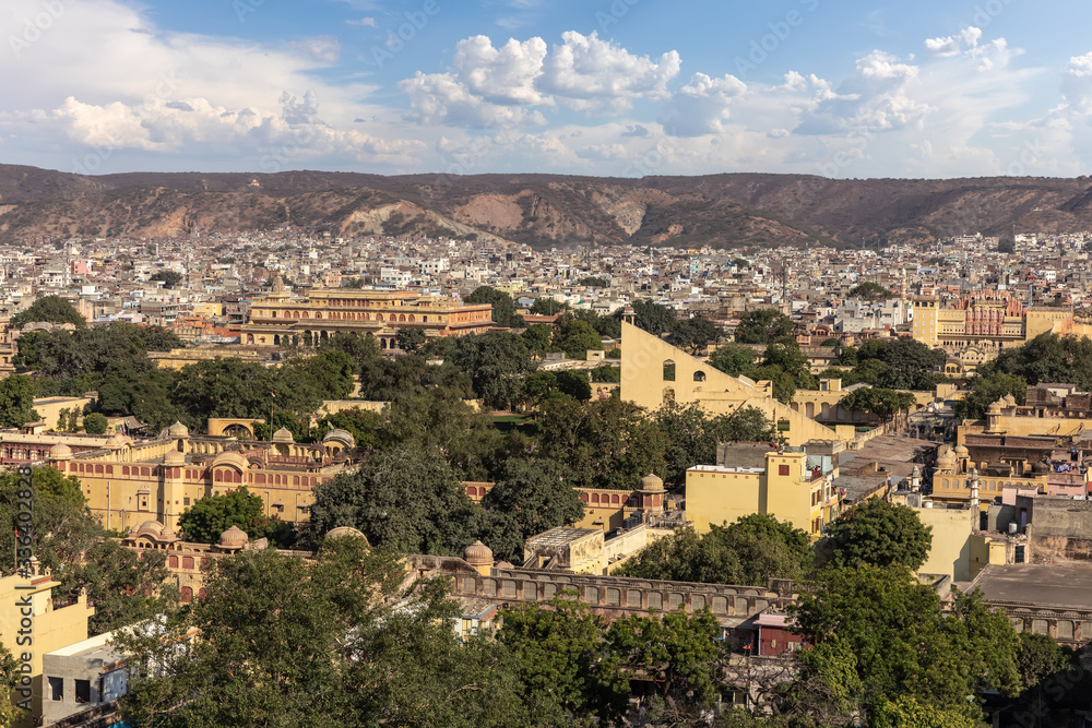 Jaipur downtown and Jantar Mantar monuments, India