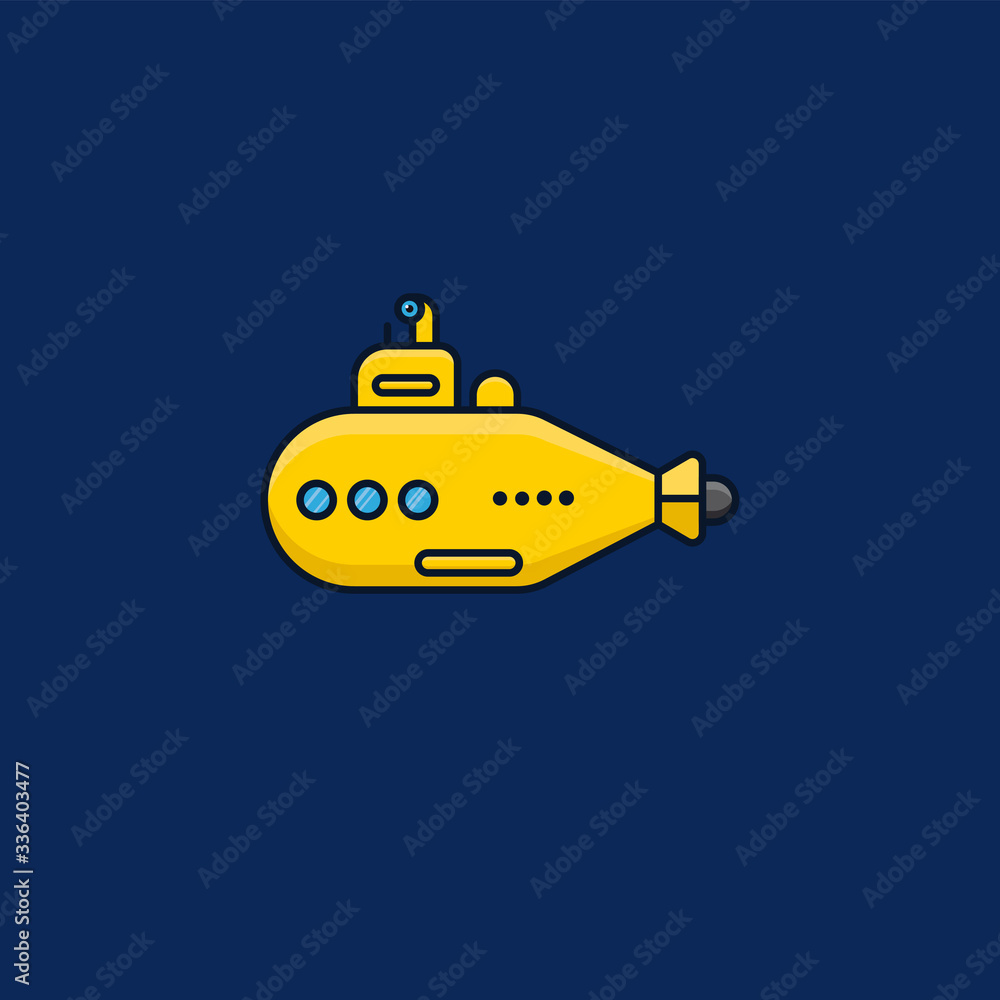 Fototapeta premium Yellow submarine vector illustration for Submarine Day