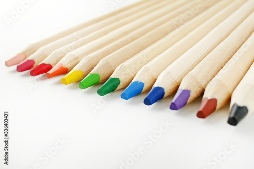Color pencils for drawing isolated on white background