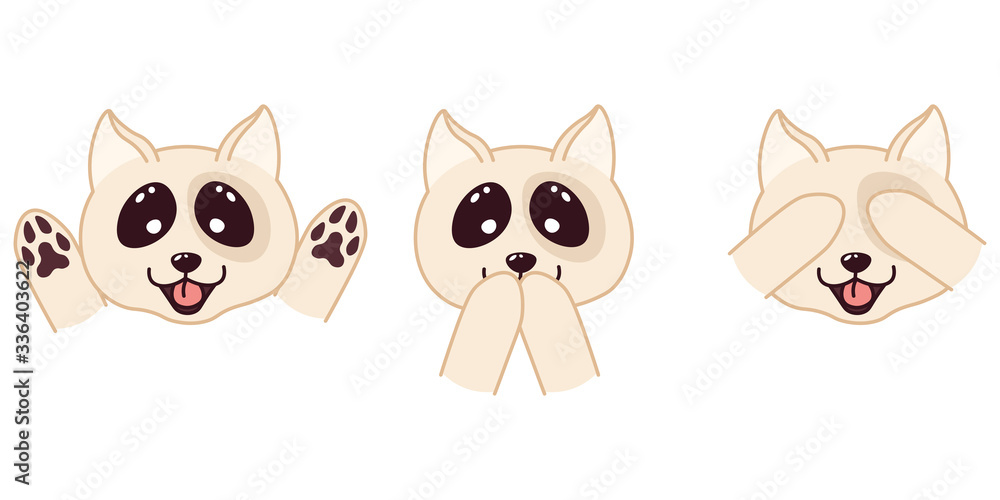 Φωτογραφία set of kawaii doodle dogs, cute domestic animal, lovely cartoon drawing pet, edi