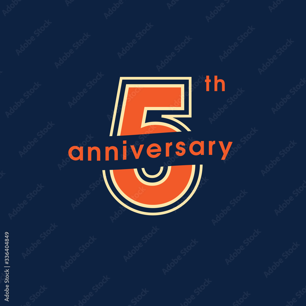 Naklejka premium 5 years anniversary vector logo, icon. Graphic design element