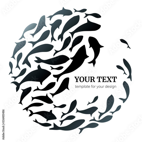 Fish ball logo design template. Fish logo design  for fish merchant or seafood restaurant. Vector illustration.