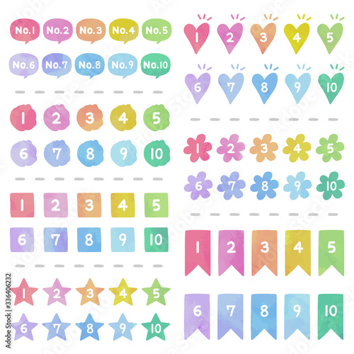 数字 アイコン 水彩  / vector eps