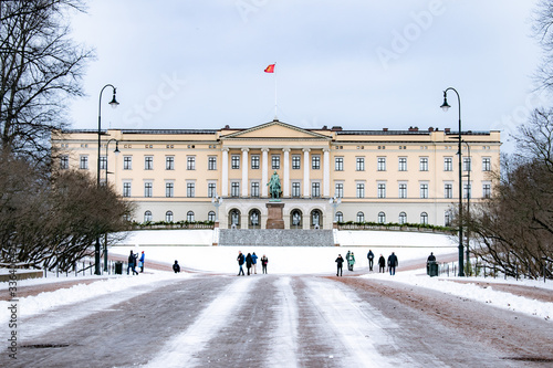 Oslo in winter with streets and buildings