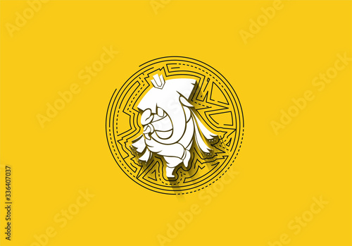 Hindu God Ganesha - elephant. Vector hand drawn illustration.