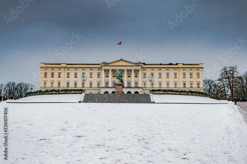 Oslo in winter with streets and buildings