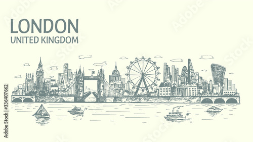 London skyline hand drawn vector illustration.