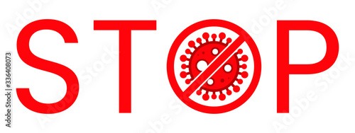 Wuhan Corona Virus Stop Text Warning Sign. Covid-19, nCOV, MERS-CoV Novel Coronavirus Block Stamp. Red Vector. Protection Symbol, Risk Zone. Chinese Pneumonia Disease Pandemic. Covid19