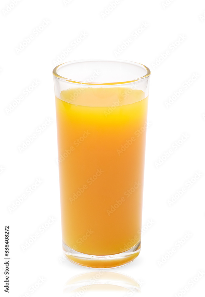 Closeup glass of fresh orange juice isolated on white background with clipping path Closeup glass of fresh orange juice isolated on white background with clipping path