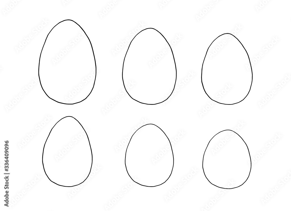 Set of contours and shapes of eggs for coloring at Easter. Vector template for creativity Set of contours and shapes of eggs for coloring at Easter. Vector template for creativity