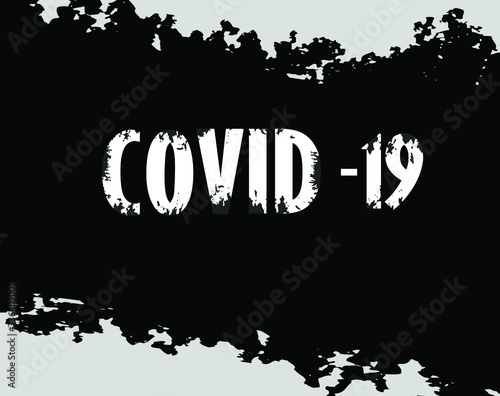  Pandemic Covid-19 warning red grunge text. Trendy design element for prints, web pages, banners, posters and background