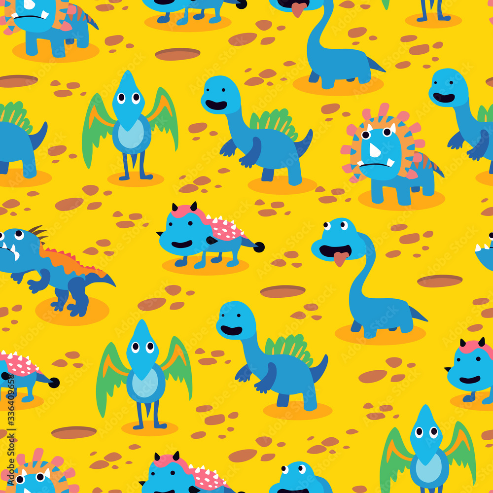 Obraz premium Dinosaurs seamless pattern for kids, Creative vector childish background