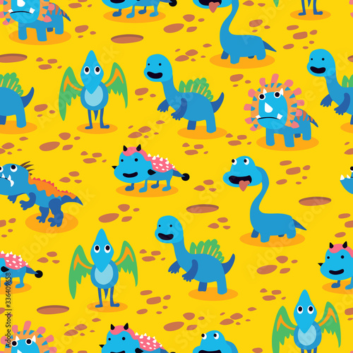 Dinosaurs seamless pattern for kids, Creative vector childish background