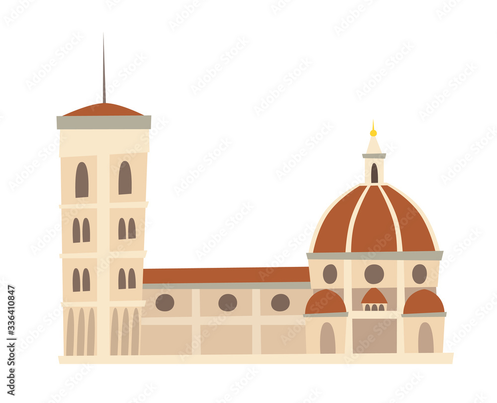 Rome, Italy architecture landmark vector illustration. The cathedral, Italy famous historic building. Hand drawn isolated icon on white background