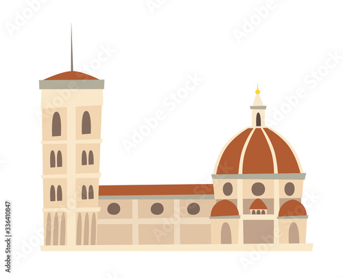 Rome, Italy architecture landmark vector illustration. The cathedral, Italy famous historic building. Hand drawn isolated icon on white background
