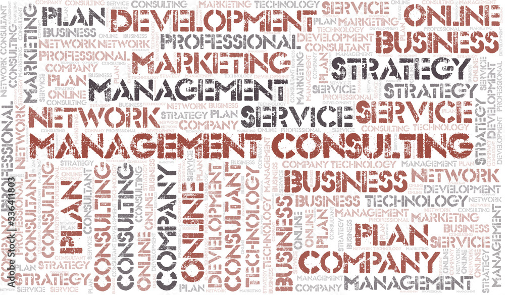 Management Consulting typography word cloud. Management Consulting typography word cloud.