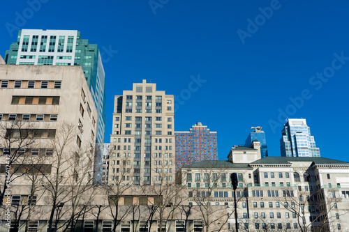 Downtown Brooklyn New York Street and Skyline Scene