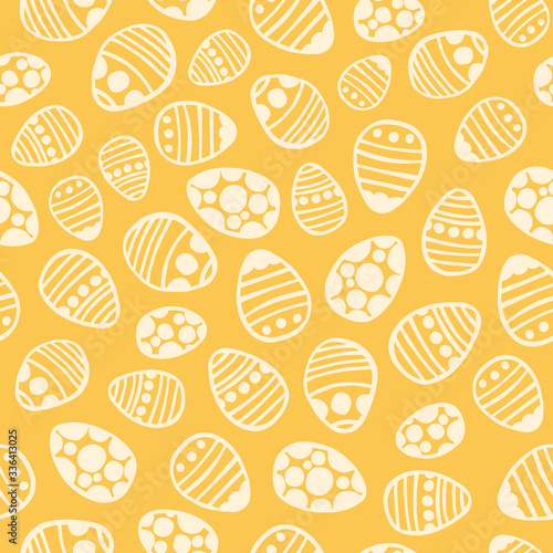 Yellow Easter eggs seamless pattern. Hand drawn vector illustration.