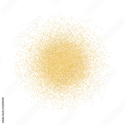 Golden glitter background. Pattern with gold sparkles and glitter effect. Empty space for your text. Vector illustration on a white background