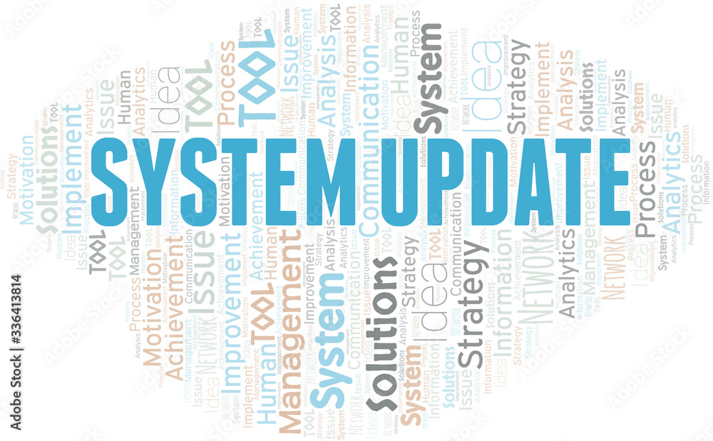 Fototapeta premium System Update typography vector word cloud.