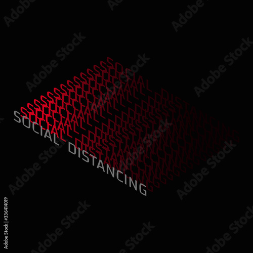 Text gradient effect of " Social distancing " mean a message used in the campaign because it prevents infection during the spread of covid-19.