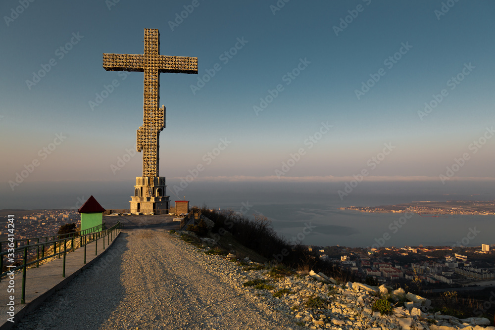 Cross on the mountain in Russia 