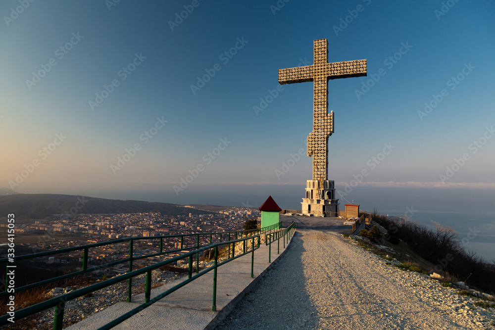 Cross on the mountain in Russia 