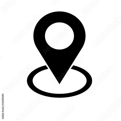 Location black check in icon vector. Pin sign Isolated on white background. Flat style for graphic design, logo, Web, UI, mobile. EPS10
