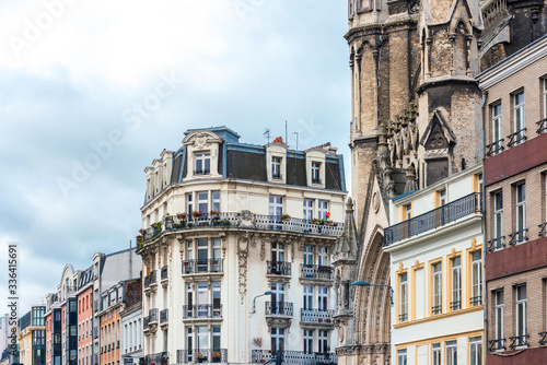 LILLE, FRANCE - October 11, 2019: antique building view in Old Town Lille, France