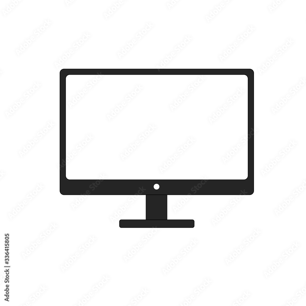 Computer monitor icon widescreen isolated on white background. Flat PC symbol. Computer monitor icon widescreen isolated on white background. Flat PC symbol.