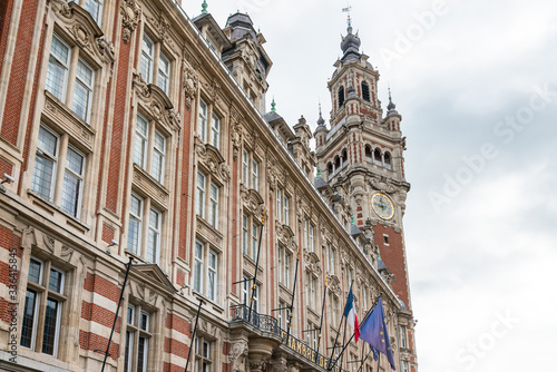 LILLE, FRANCE - October 11, 2019: antique building view in Old Town Lille, France