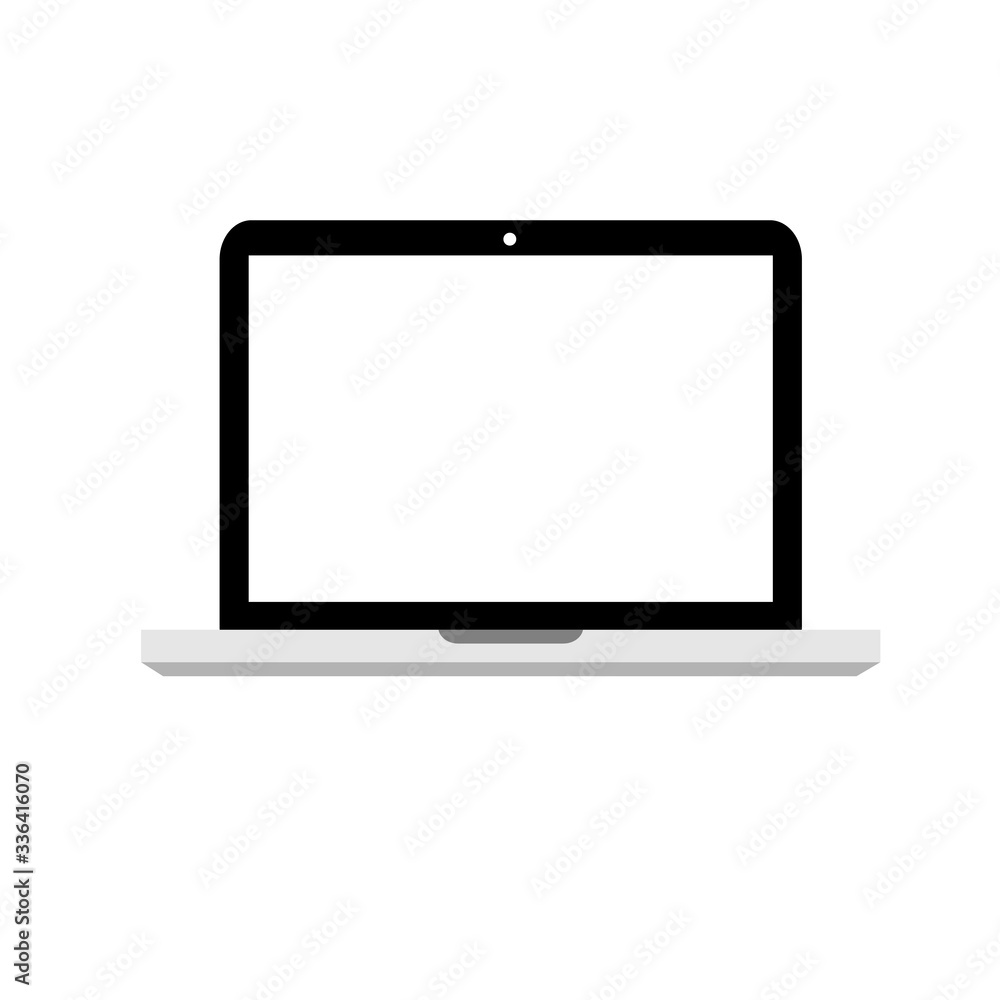 Laptop black gray icon in trendy flat style isolated on white background. Computer symbol for your web site design or logo or app or UI. Vector illustration, EPS10.