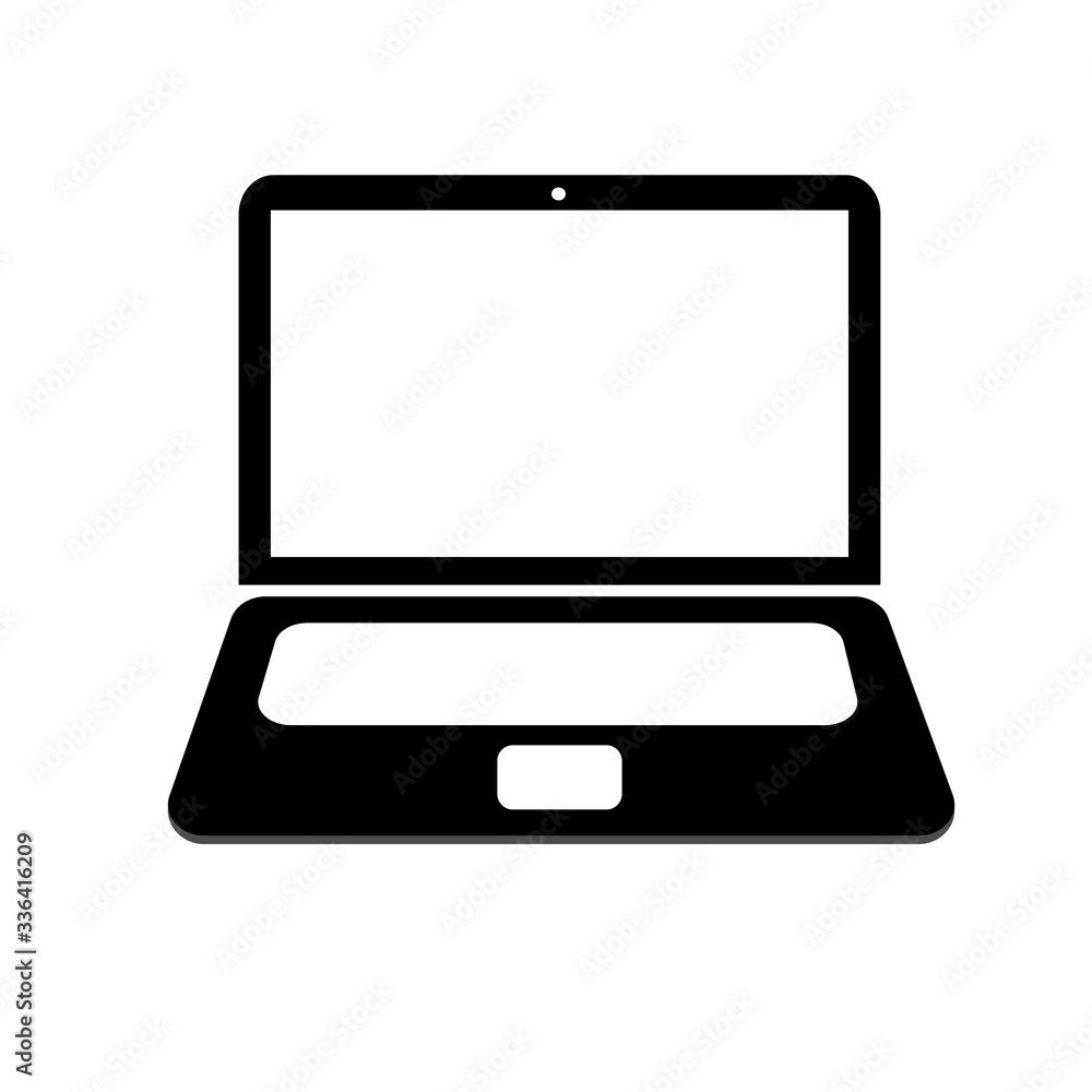 Laptop black icon in trendy flat style isolated on white background. Computer symbol for your web site design or logo or app or UI. Vector illustration, EPS10. Laptop black icon in trendy flat style isolated on white background. Computer symbol for your web site design or logo or app or UI. Vector illustration, EPS10.
