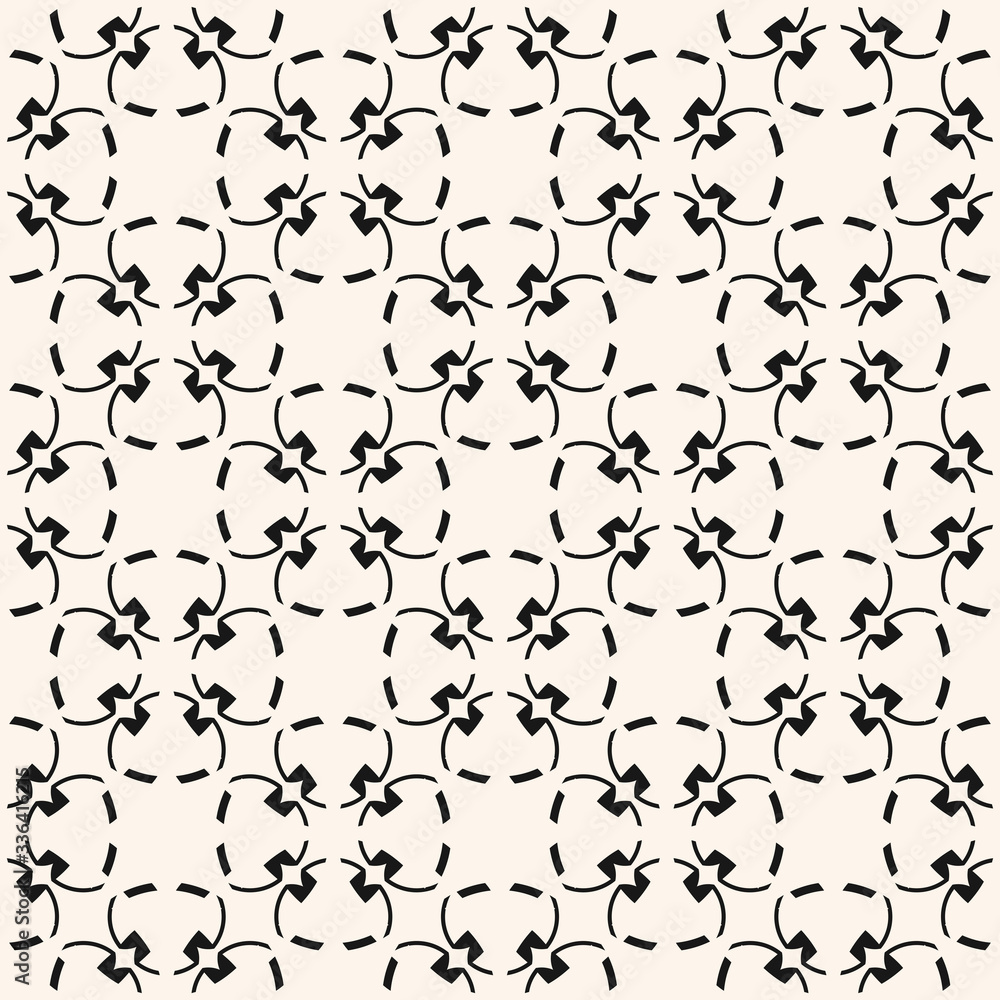 Subtle monochrome floral texture. Elegant minimalist geometric seamless pattern with small flower silhouettes, delicate grid, mesh. Vector abstract repeatable background in black and white colors Subtle monochrome floral texture. Elegant minimalist geometric seamless pattern with small flower silhouettes, delicate grid, mesh. Vector abstract repeatable background in black and white colors