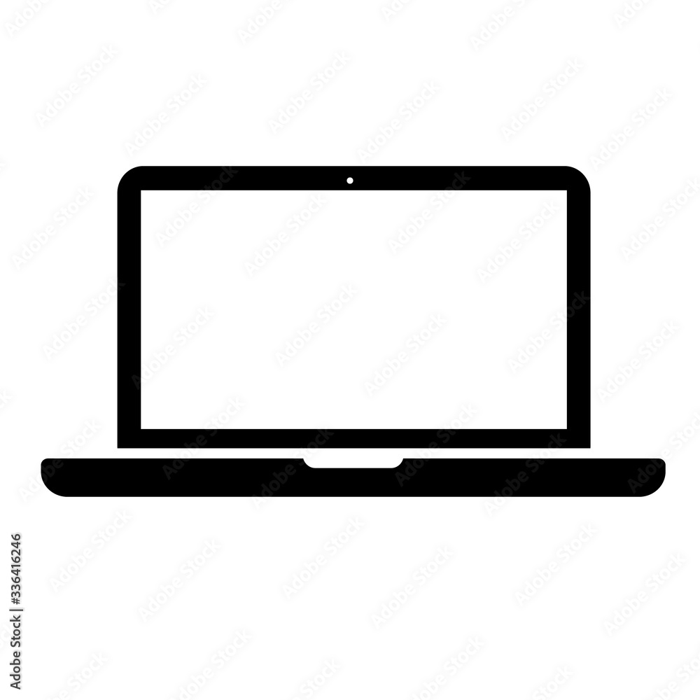 Laptop black icon in trendy flat style isolated on white background. Computer symbol for your web site design or logo or app or UI. Vector illustration, EPS10. Laptop black icon in trendy flat style isolated on white background. Computer symbol for your web site design or logo or app or UI. Vector illustration, EPS10.