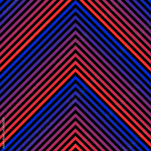 Vector geometric seamless pattern with colorful lines, stripes, chevron, halftone effect. Abstract sport graphic texture. Trendy background in retro 1980-1990's fashion style. Neon colors