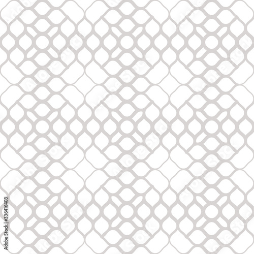 Vector halftone mesh texture. Abstract seamless pattern with gradient transition effect, weave, petals, leaves. Delicate light gray and white geometric repeat background. Elegant minimalist design