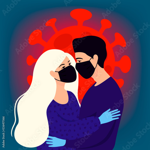 man and woman couple in love vector illustration